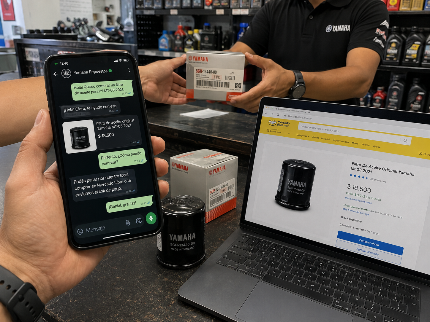 Compra por WhatsApp local físico o Mercado Libre